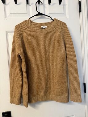 bp Men's Crewneck Sweater in Camel/Tan Rib Knit